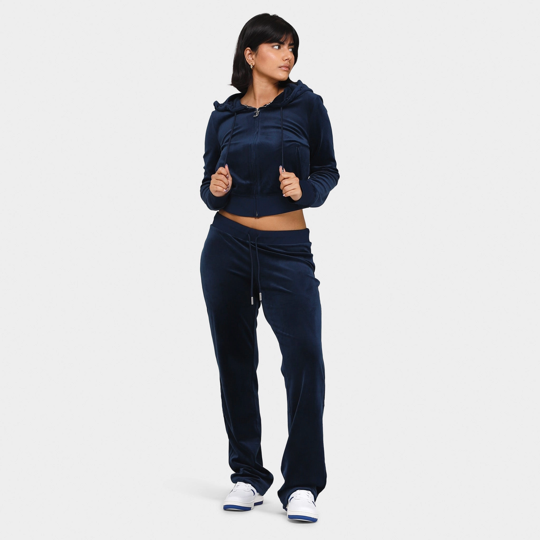 Seamless Bonding Durable Outer Shell Juicy Couture Women's OG Big Bling Full Zip Hoodie / Regal Blue