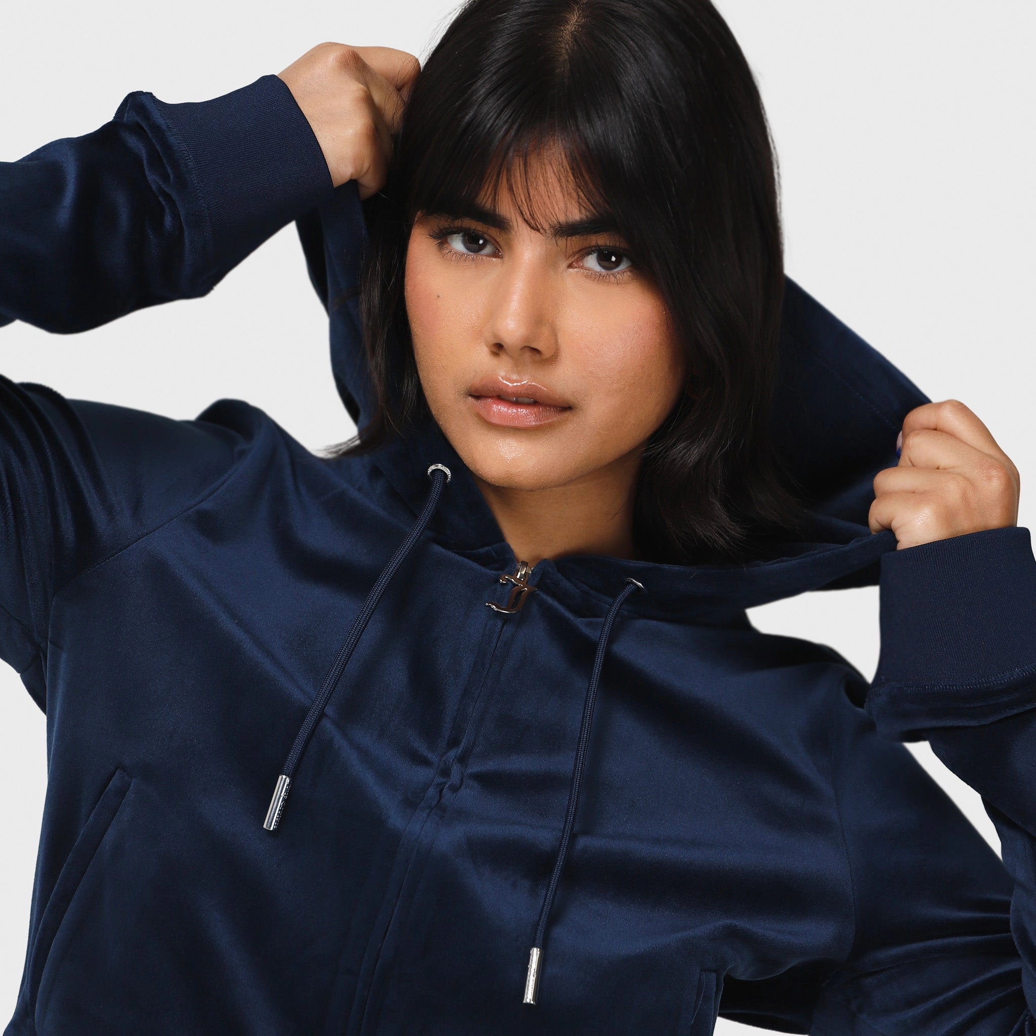 Juicy Couture Women's OG Big Bling Full Zip Hoodie / Regal Blue Primaloft Insulation