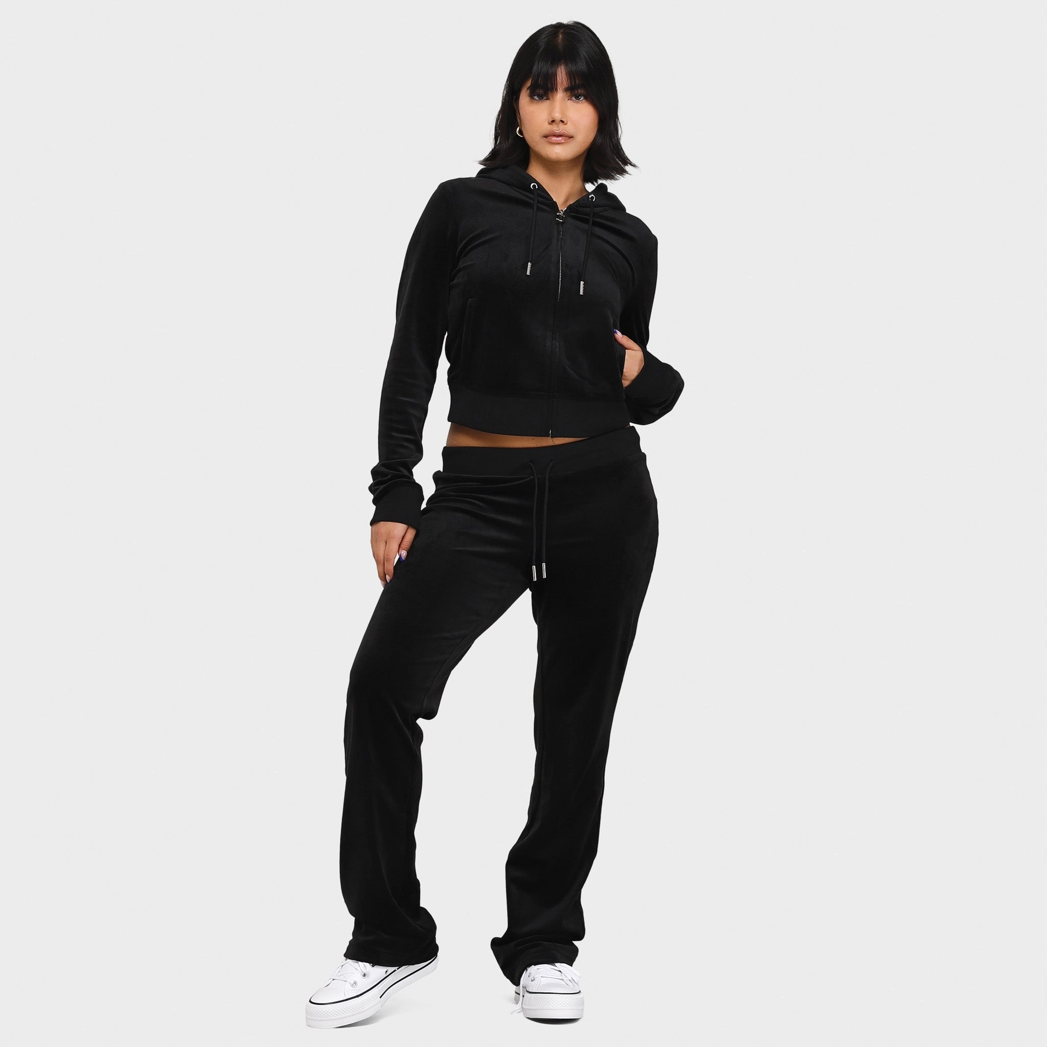 Juicy Couture Women's OG Big Bling Velour Track Pants / Liquorice NonChafingEdges