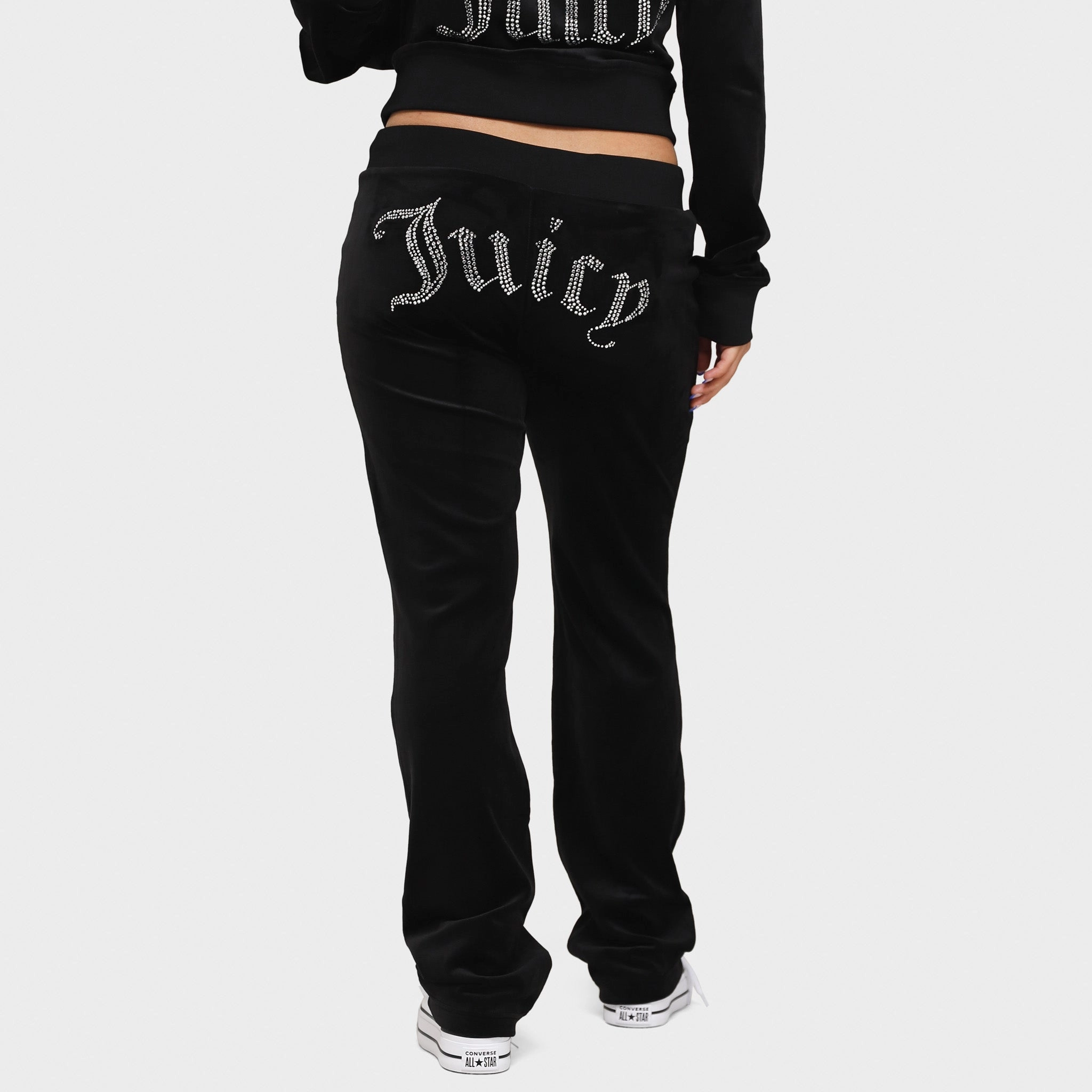 FadeResistant Dye Soft Core Juicy Couture Women's OG Big Bling Velour Track Pants / Liquorice
