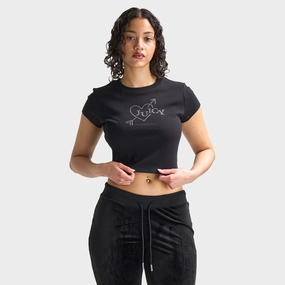 Daily Comfort Style Juicy Couture Women's V-Day Baby T-Shirt / Liquorice