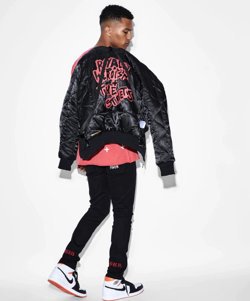 SustainableProduction Camera Glow Ksubi Royalty Bomber Jacket (Black)