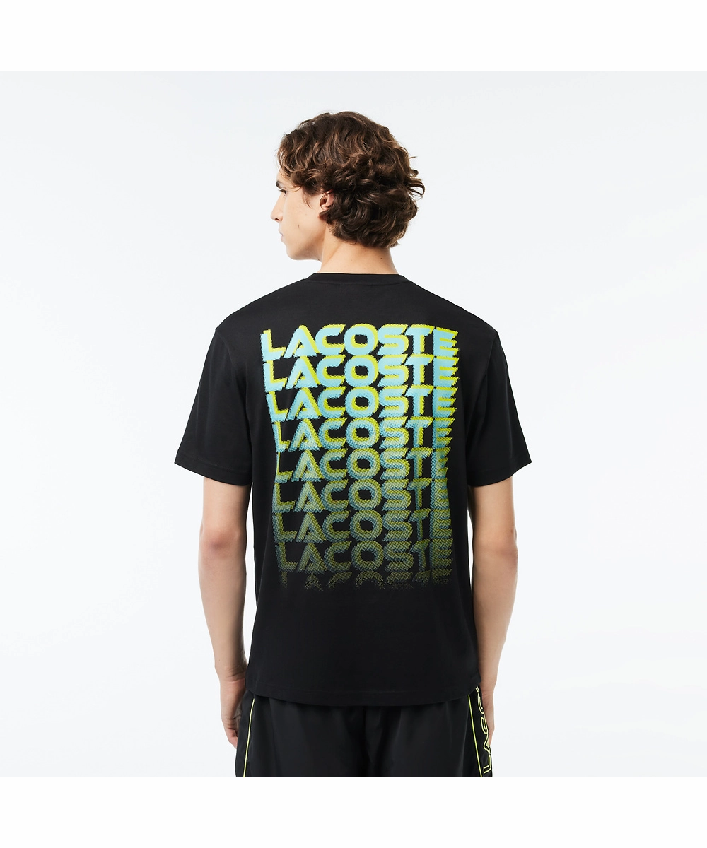 Comfort Fit SnagFree Surface Lacoste Active Back Graphic Tee (Black)