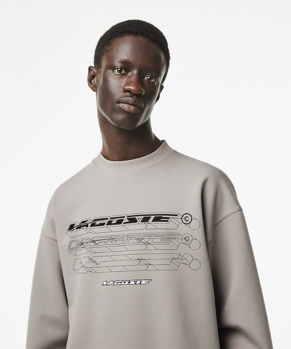 Lacoste Active Crew Neck Sweater (Cement) AbrasionResistant Fabric