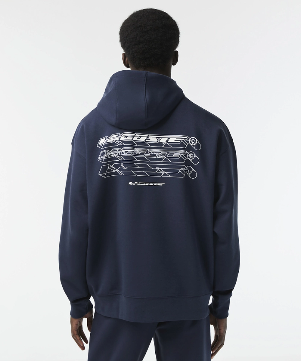 Lacoste Active Logo Back Hoodie (Blue Night) NoSlipWaistband