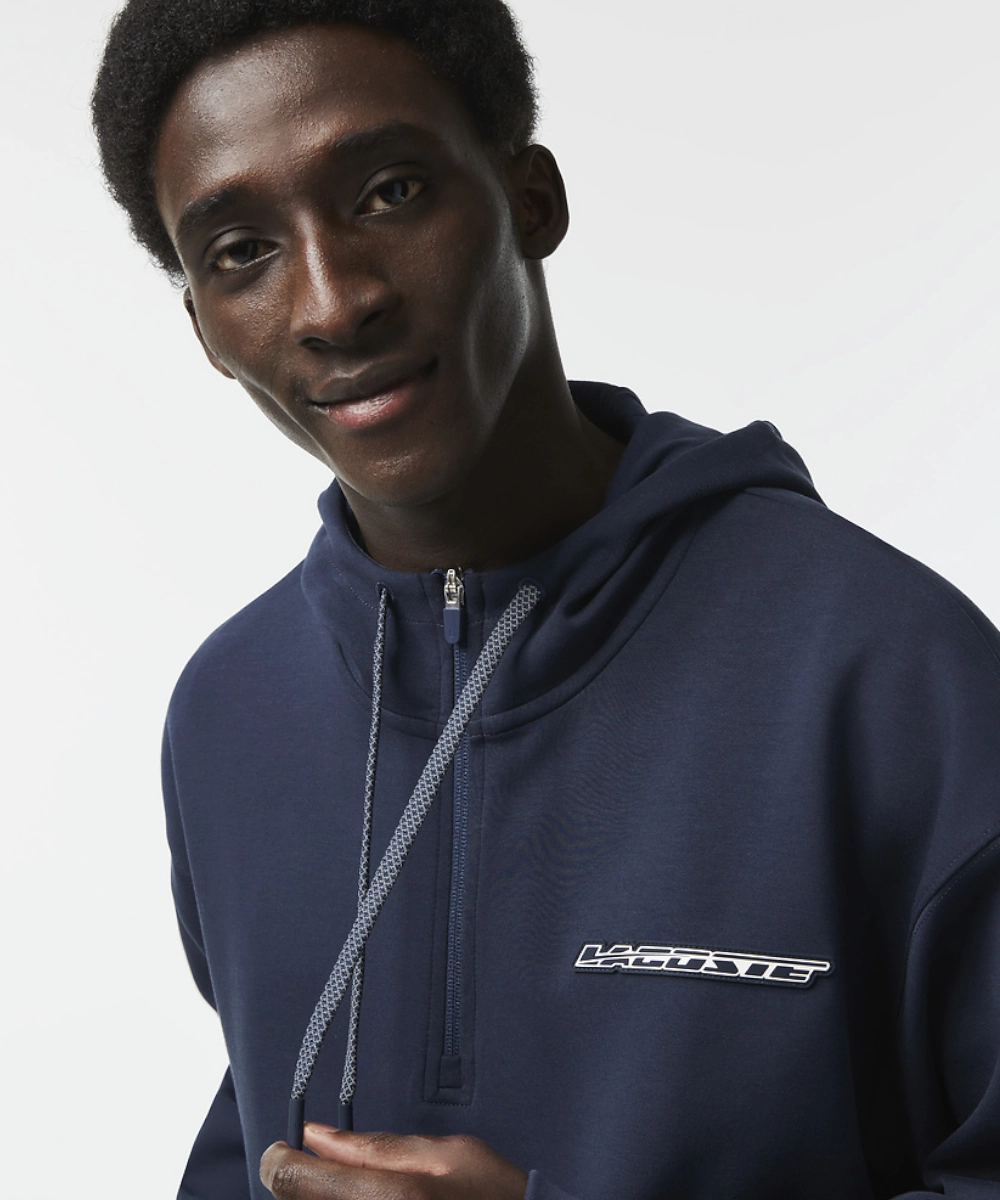 QuickDryTech Leader Core Lacoste Active Logo Back Hoodie (Blue Night)