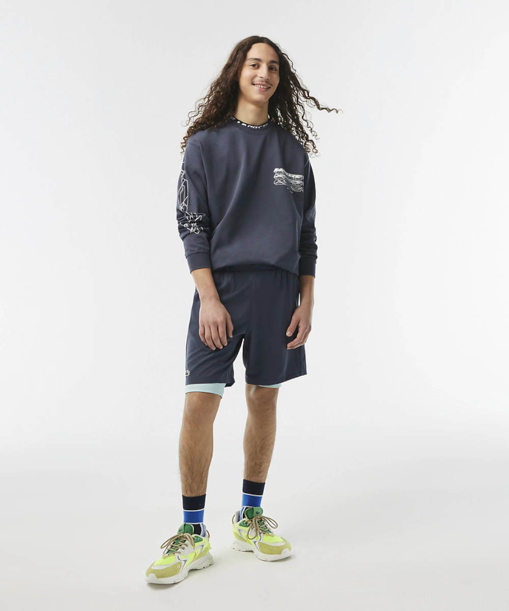 Lacoste Active Loose Fit LS Tee (Blue Night) QuickDryTechnology QuickRelease Closure