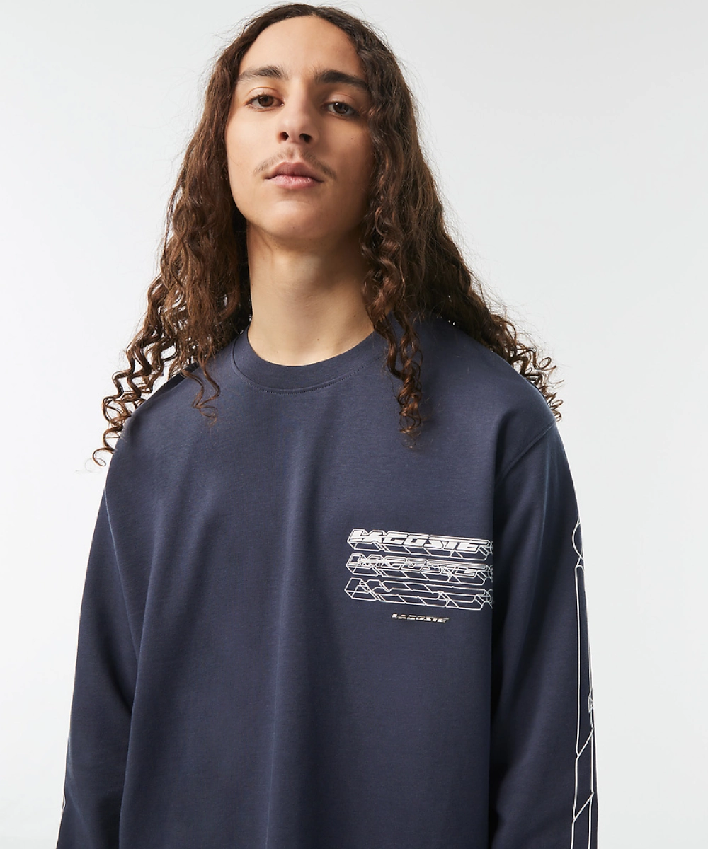 Lacoste Active Loose Fit LS Tee (Blue Night) Brave Mode Game Core