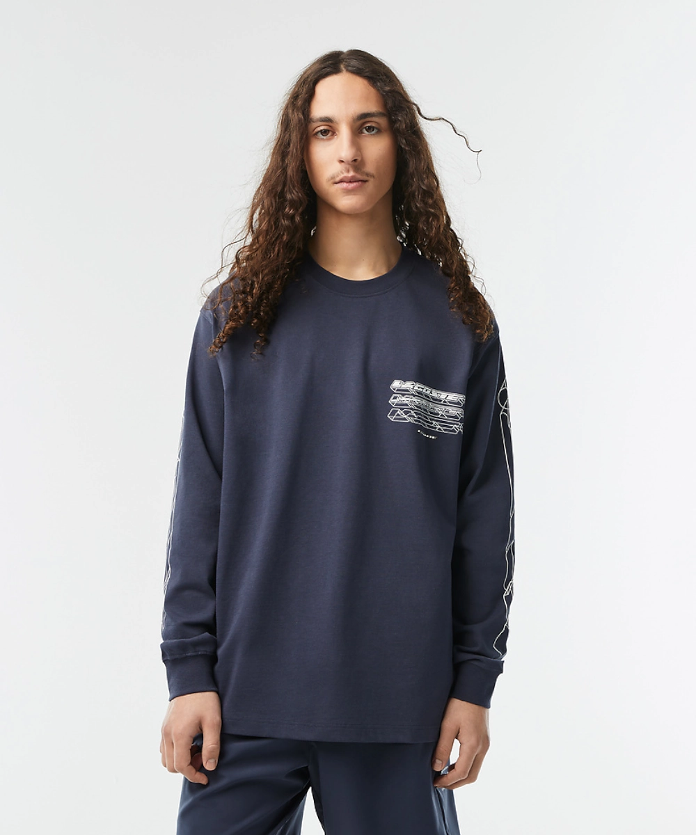 SeamlessTransition Dense Fit Lacoste Active Loose Fit LS Tee (Blue Night)
