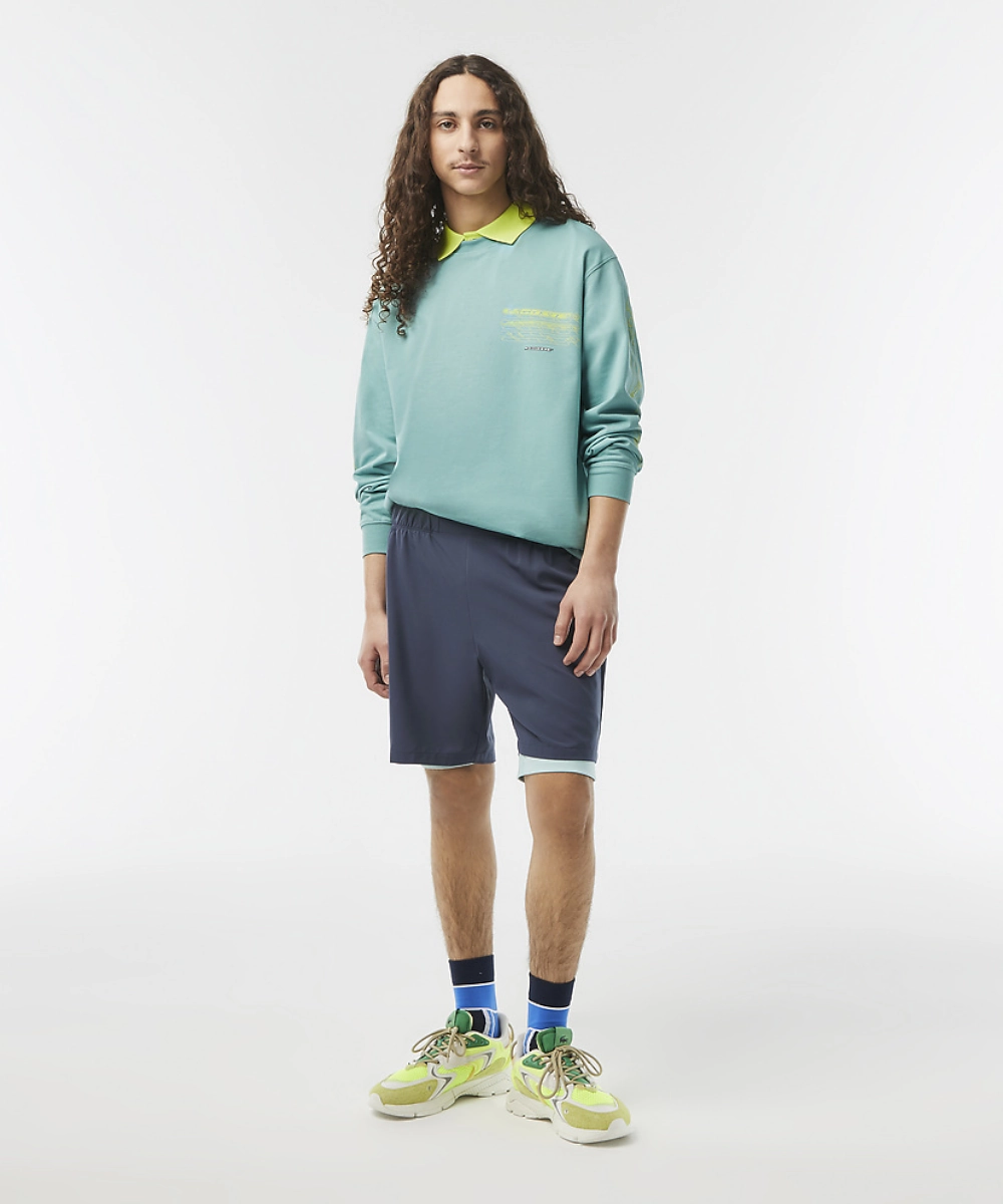 Lacoste Active Loose Fit LS Tee (Green Florida) Foldable Hem