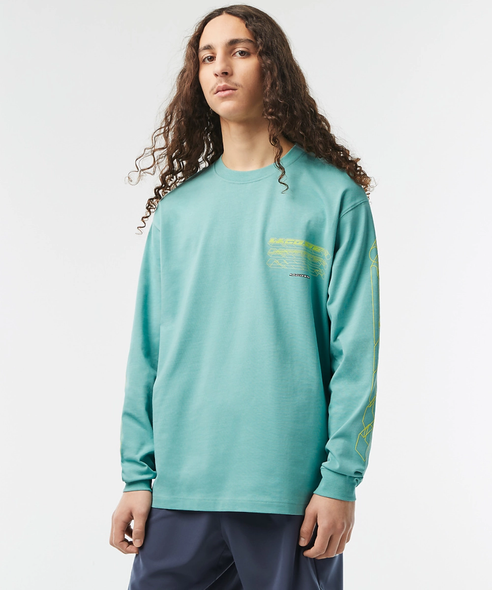 Lacoste Active Loose Fit LS Tee (Green Florida) Permanent Crease Poise Fit