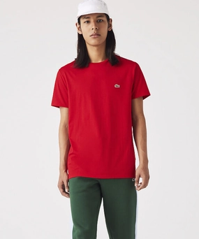 Lacoste Basic Crew Neck Pima Tee (Red) Sunset Scene