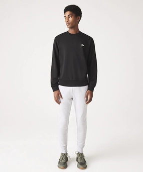 4Way Stretch QuickDry Construction Lacoste Classic Fit Crew Neck Fleece Sweater (Black)