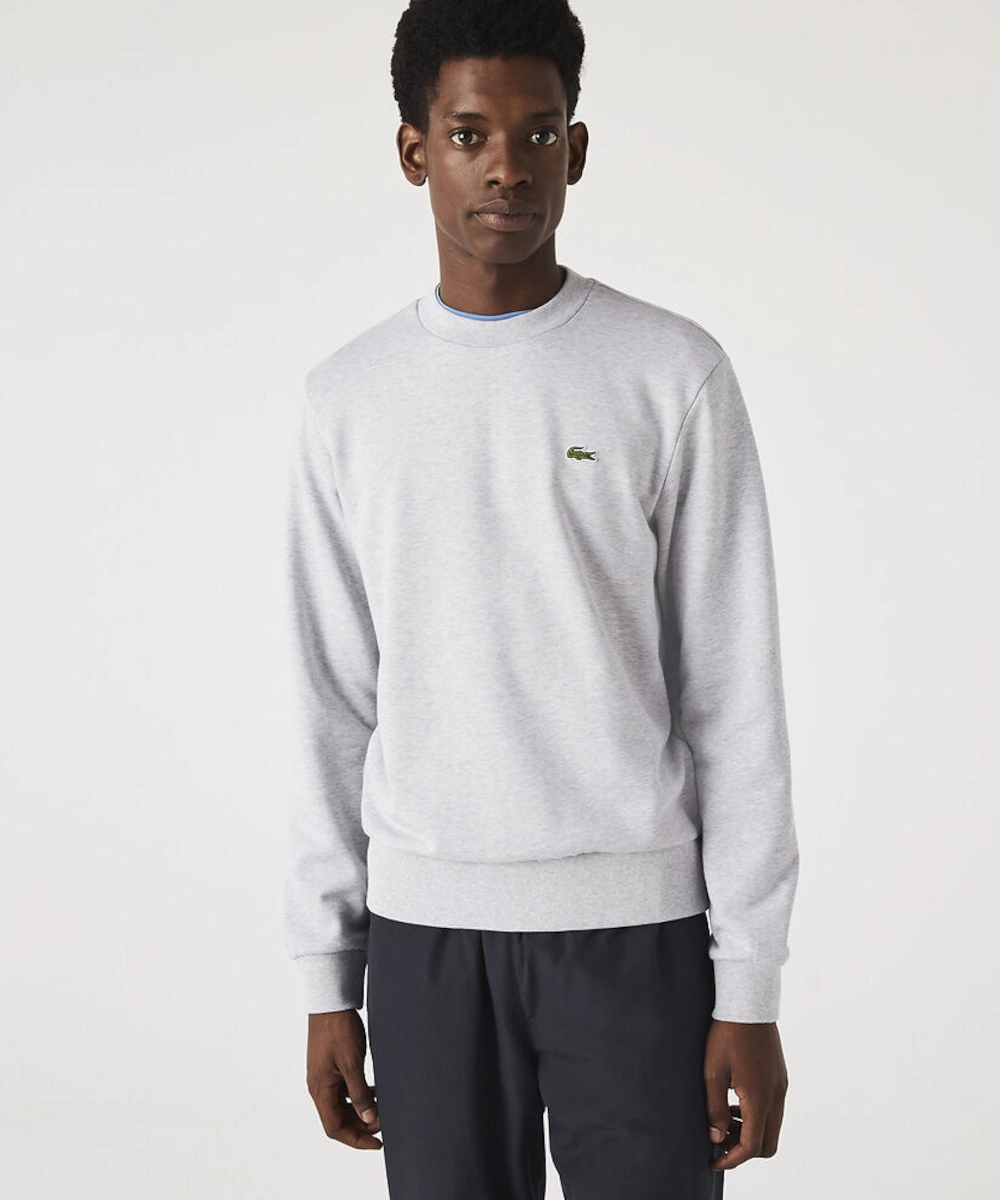 Lacoste Classic Fit Crew Neck Fleece Sweater (Grey Chine) Fresh Ease