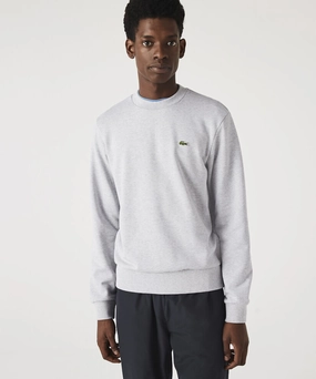 Lacoste Classic Fit Crew Neck Fleece Sweater (Grey Chine) Fresh Ease