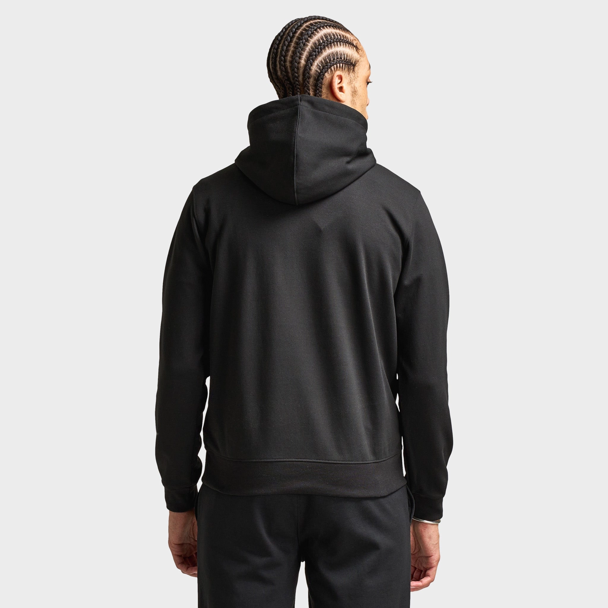 Lacoste Double Knit Overhead Hoodie / Black Polyester Zip-up
