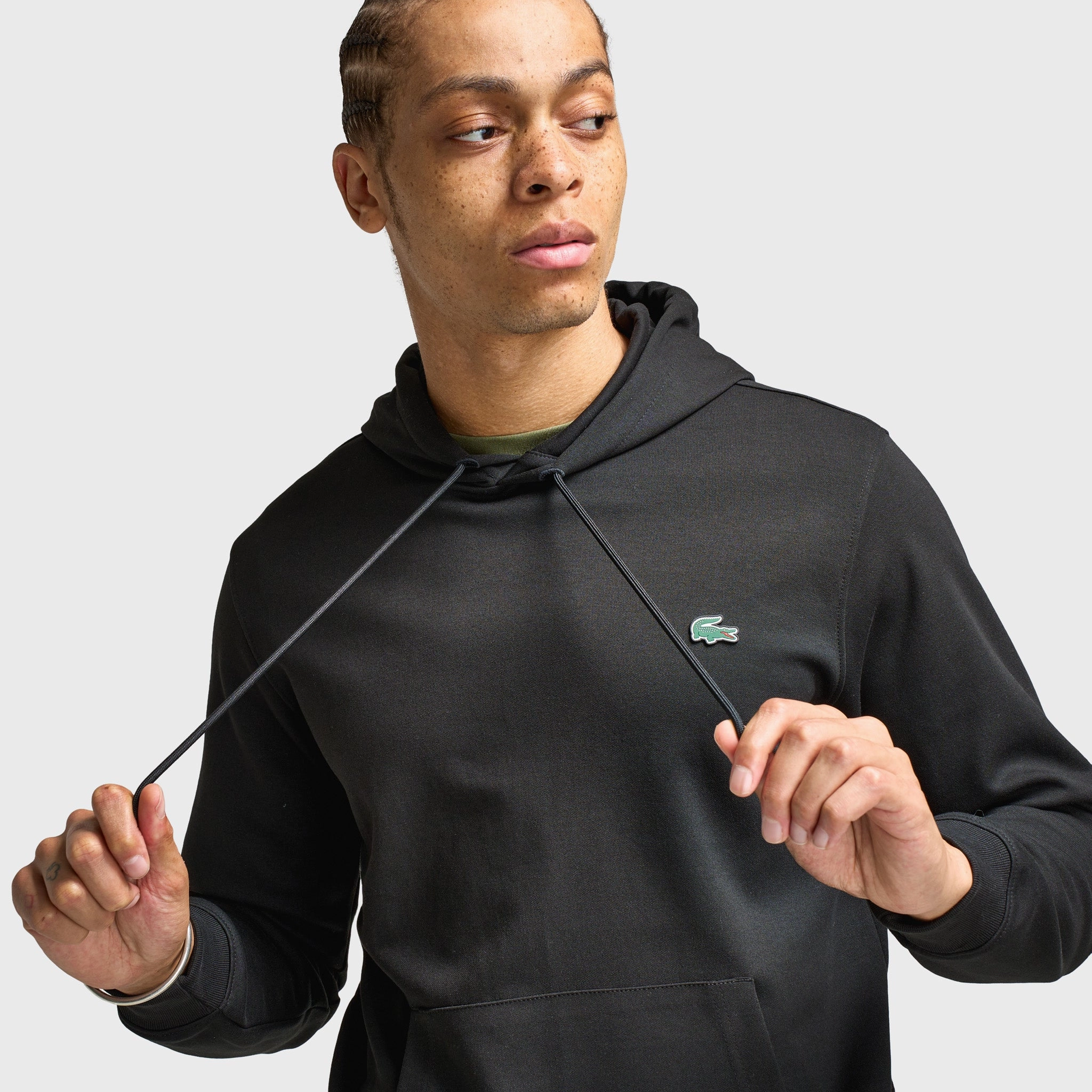 Lacoste Double Knit Overhead Hoodie / Black Flowy Anti-Fade