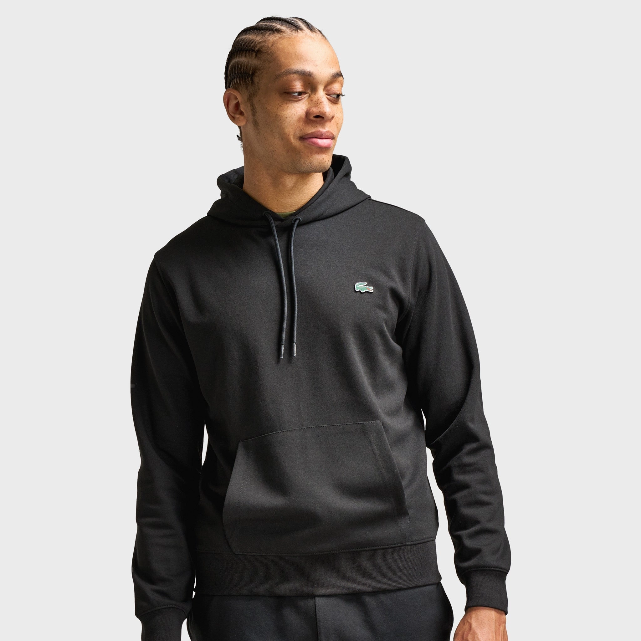 Lacoste Double Knit Overhead Hoodie / Black Dyeing