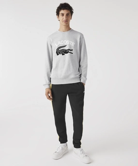 Wide Glow Lacoste Graphics Big Croc Logo Sweater (Grey)