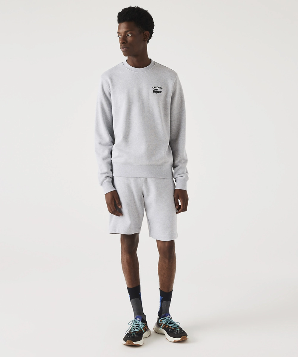 AdjustableCuffs Flexible Waistline Lacoste Soft Branding Crew Neck Sweater (Grey)