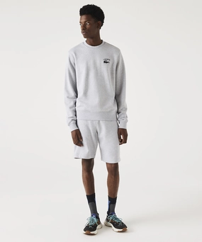 AdjustableCuffs Flexible Waistline Lacoste Soft Branding Crew Neck Sweater (Grey)