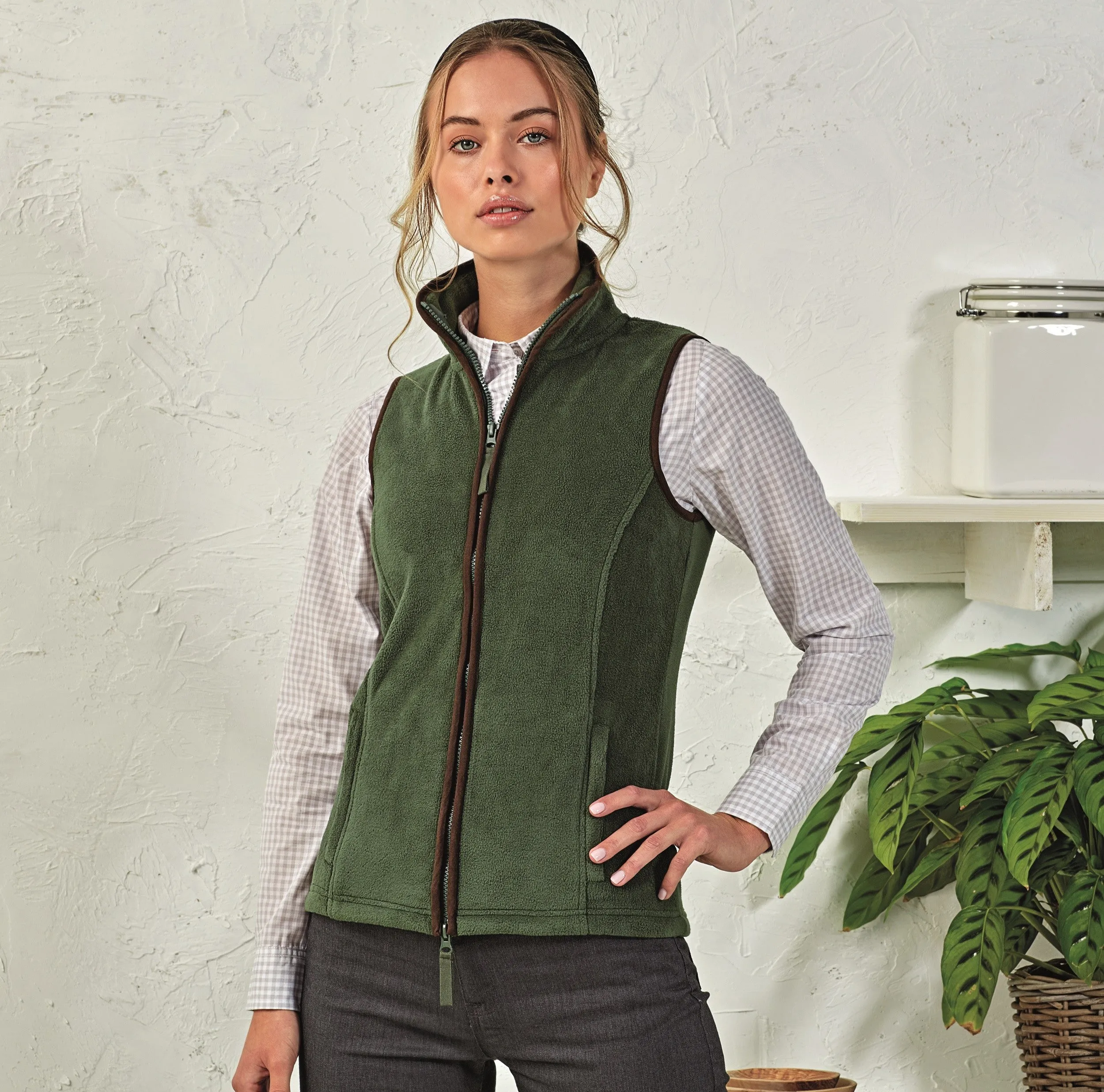 Ladies Artisan Fleece Gilet | BLACK/BLACK CompactWeave
