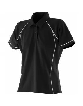 Beauty Glow Ladies Performance Piped Polo | BLACK/WHITE