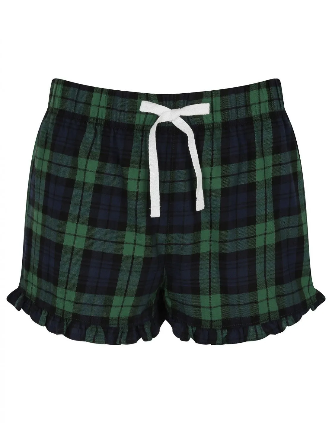 Ladies Tartan Frill Shorts | NAVY/GREEN NonChafingEdges Tight Core
