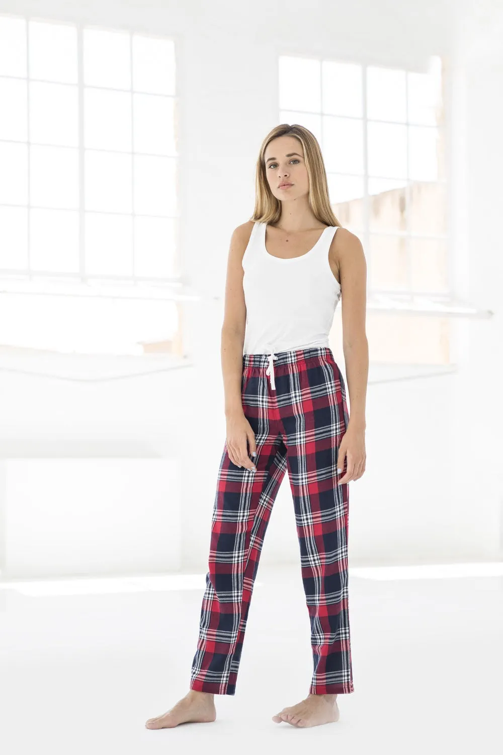 Ladies Tartan Lounge Pants | NAVY/GREEN AntiStatic Treatment