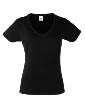 Lady Fit Valueweight V Neck T | BLACK Move Fast