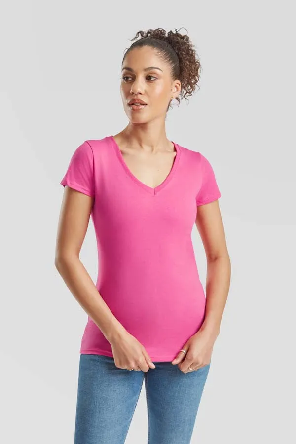 Lady Fit Valueweight V Neck T | BLACK ShapeRetentionCloth Convertible Style