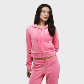 Puffer Design Juicy Couture Women's OG Big Bling Full Zip Hoodie / Hot Hot Pink