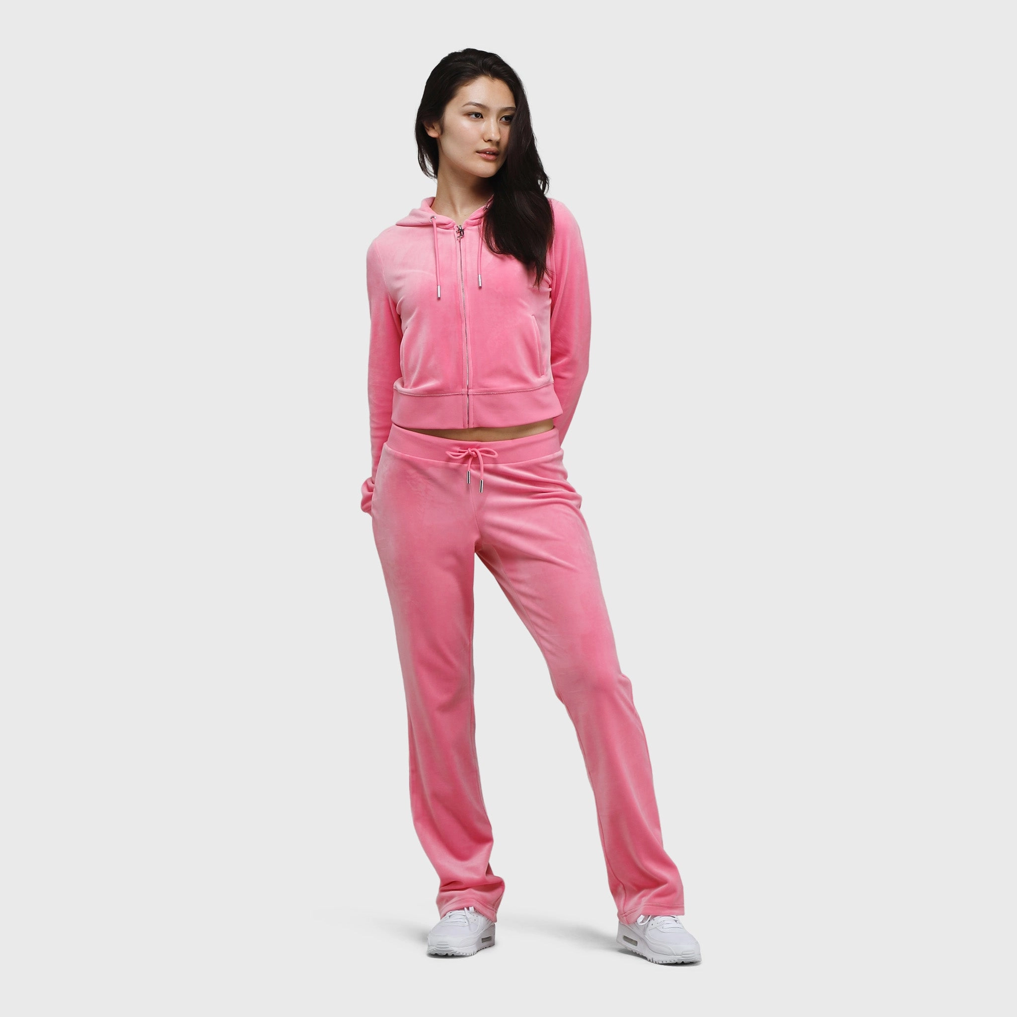 Juicy Couture Women's OG Big Bling Full Zip Hoodie / Hot Hot Pink Flexible Knit