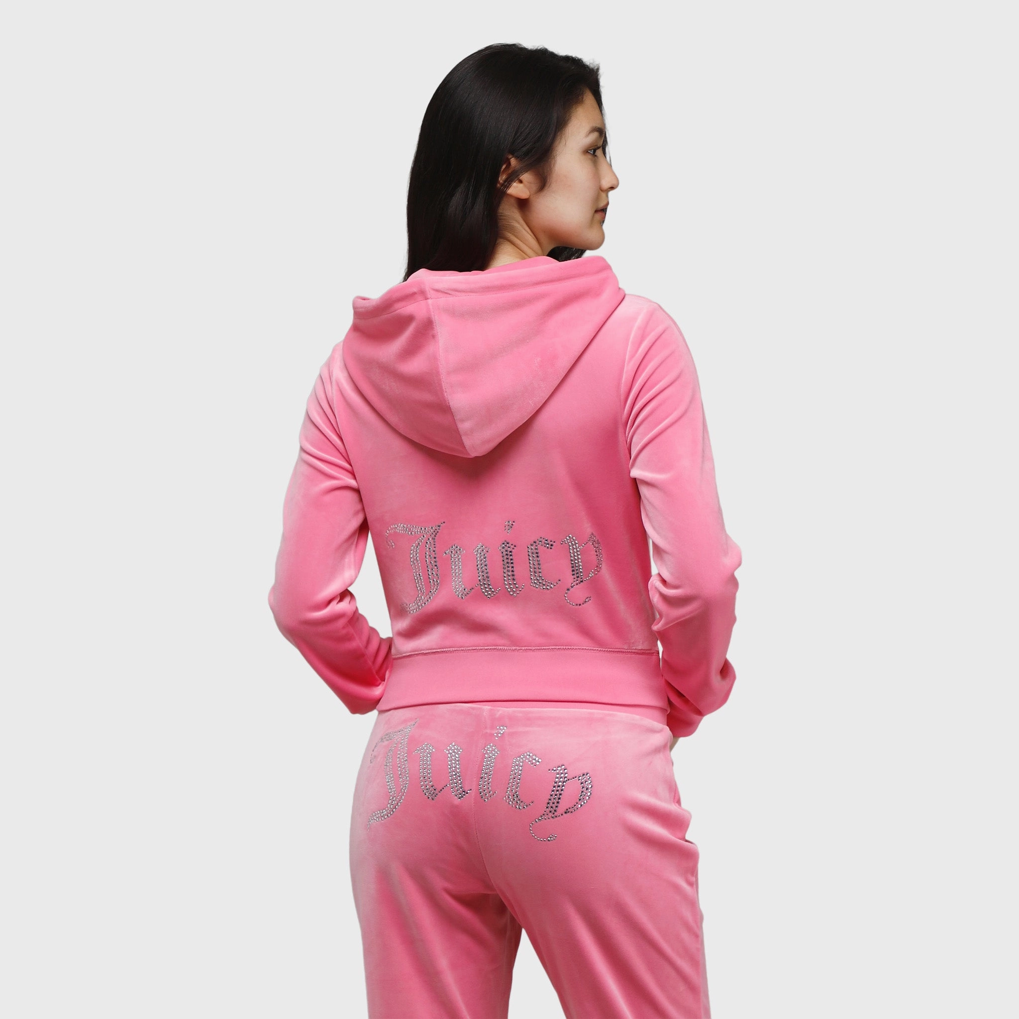 WaterRepellentExterior Commuter Friendly Look Juicy Couture Women's OG Big Bling Full Zip Hoodie / Hot Hot Pink