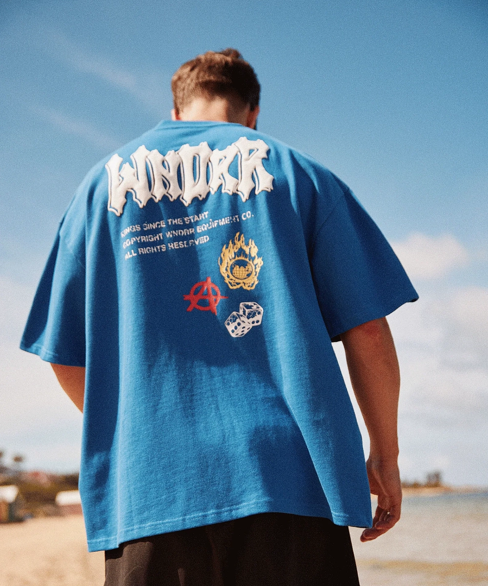 Recycled Fit WNDRR Sorrow Heavy Weight Tee (Cobalt Blue)
