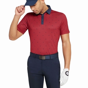 Collar Stay Slots AntiFade Technology Galvin Green Marley Breathable Golf Polo Shirt - Red/Navy