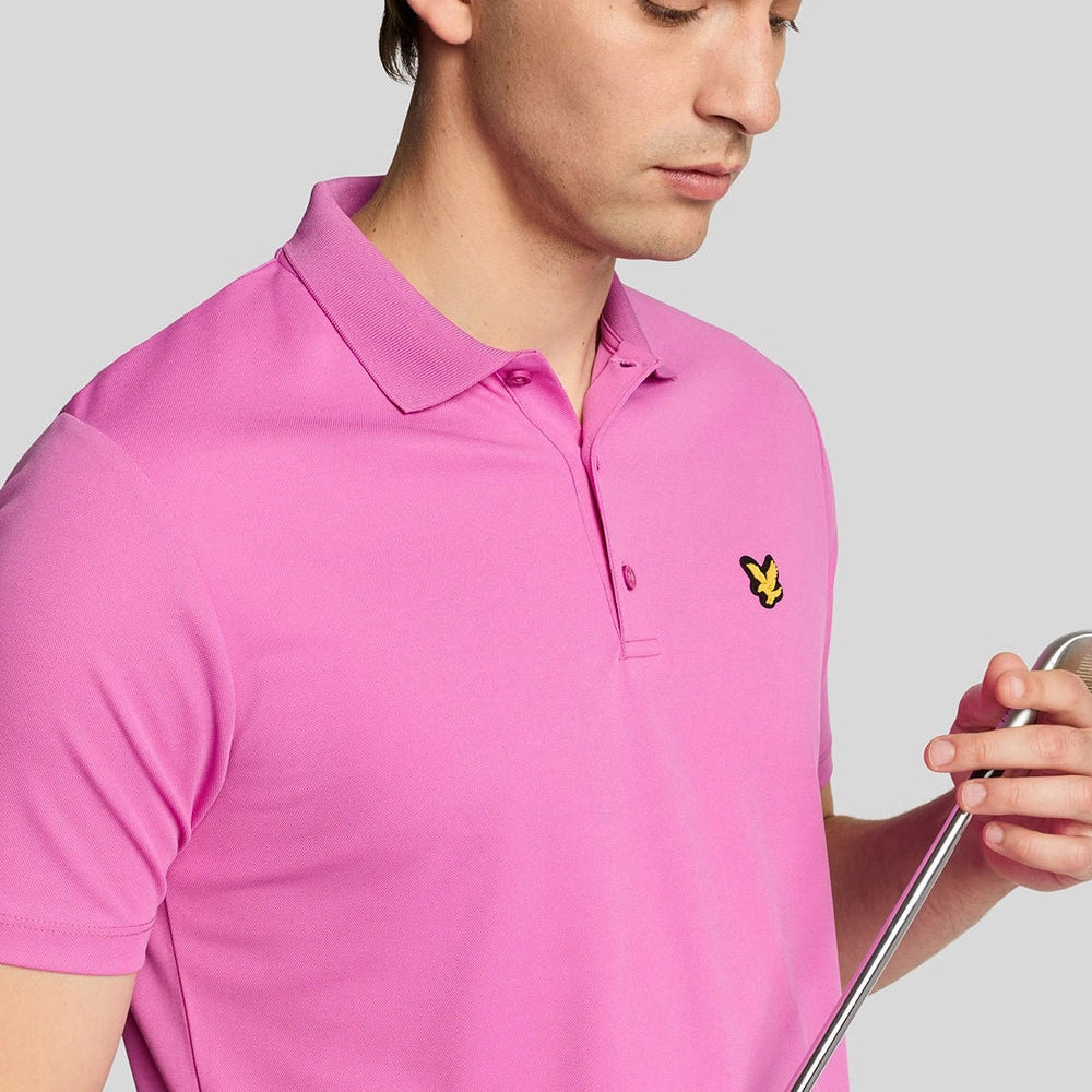 Mesh Lined Back Lyle & Scott Golf Tech Polo Shirt - Contour Pink