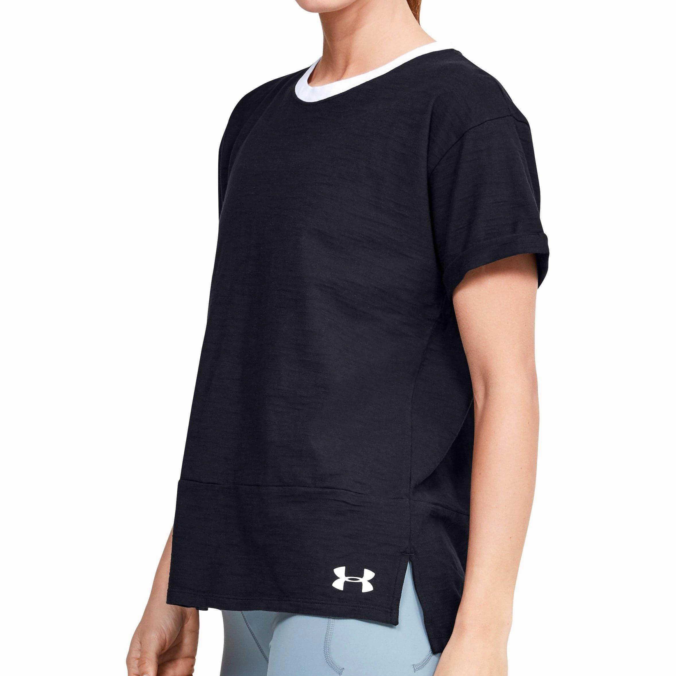 Under Armour Charged Cotton Short Sleeve Womens Training Top - Black Evening Chic