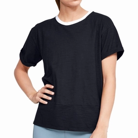SeamlessConstruction Under Armour Charged Cotton Short Sleeve Womens Training Top - Black