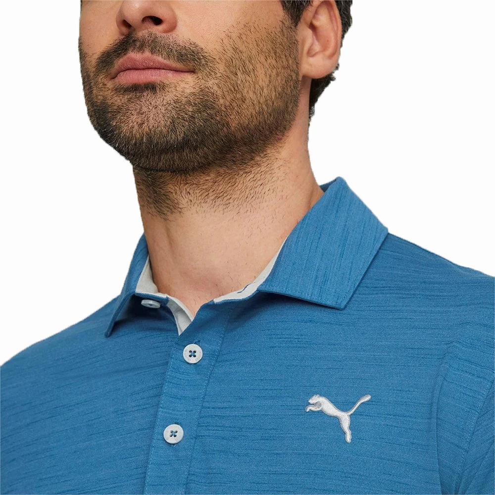 Puma Cloudspun Haystack Golf Polo Shirt - Lake Blue Heather/ High Rise Work Appropriate