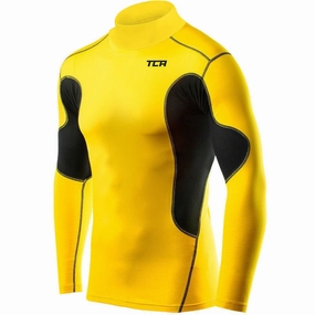 TCA SuperThermal Long Sleeve Mock Mens Compression Top - Yellow gothic