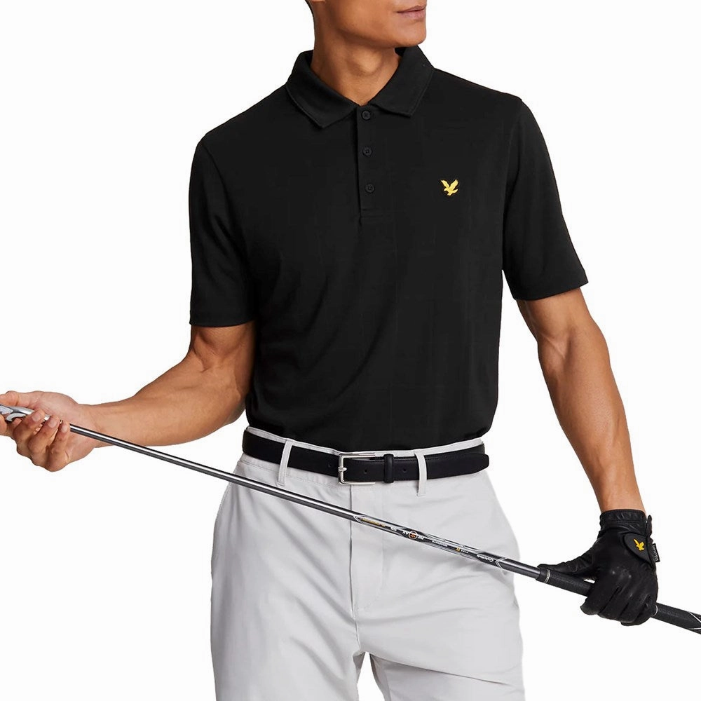Lyle & Scott Golf Grid Polo Shirt - Jet Black Stylish Neckline Effortless Style