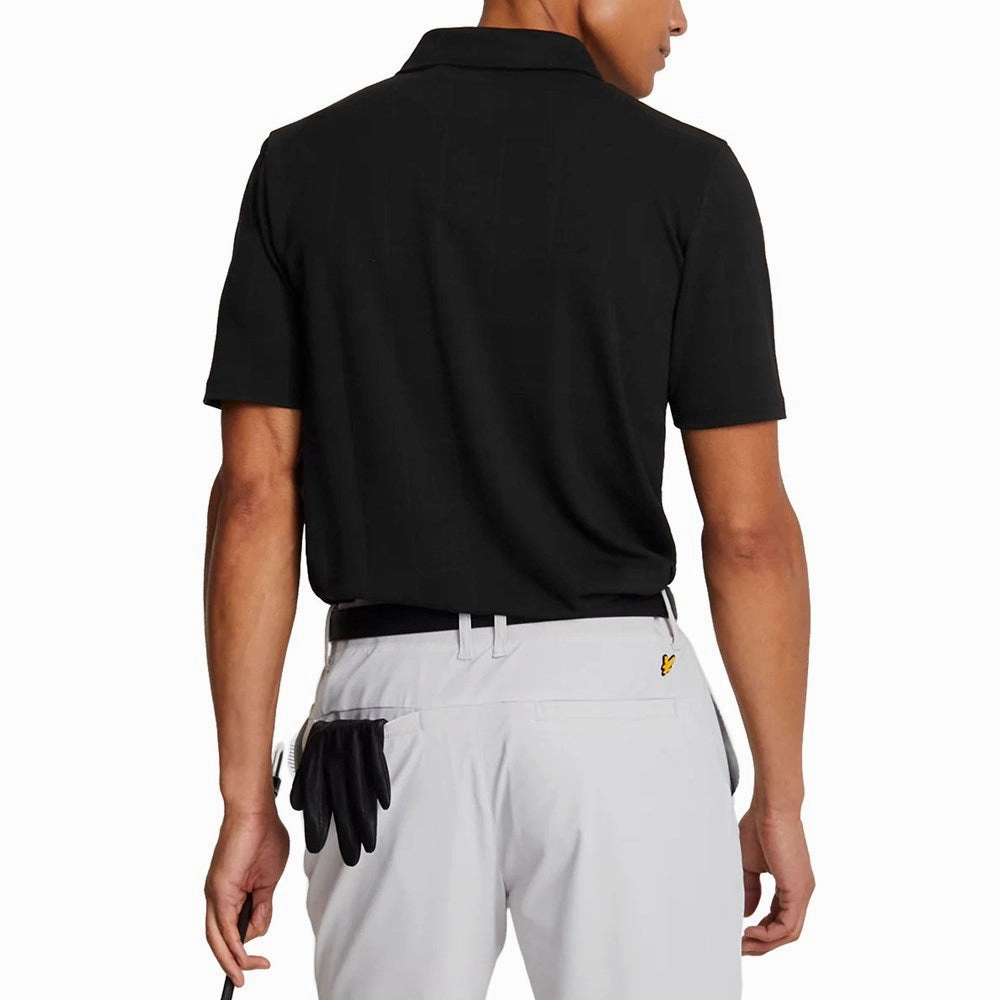 Lyle & Scott Golf Grid Polo Shirt - Jet Black GarmentWashed Texture