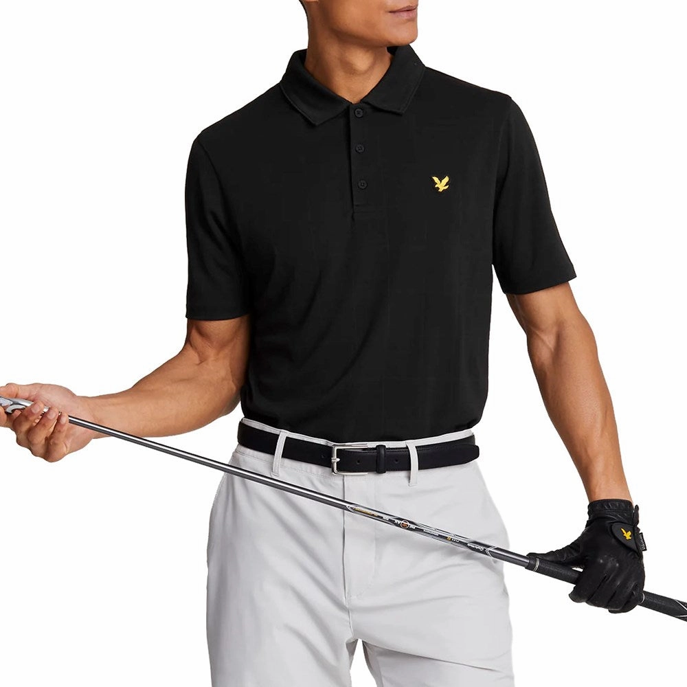 Lyle & Scott Golf Grid Polo Shirt - Jet Black Club Style Trendy Appeal