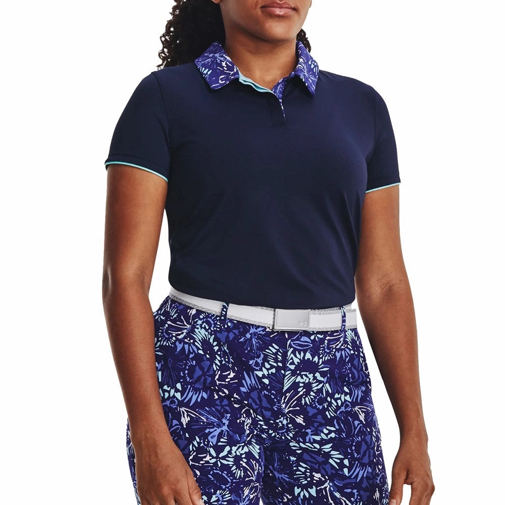 Under Armour Women's Iso-Chill Golf Polo Shirt - Midnight Navy/Metallic Silver ButtonDown Collar