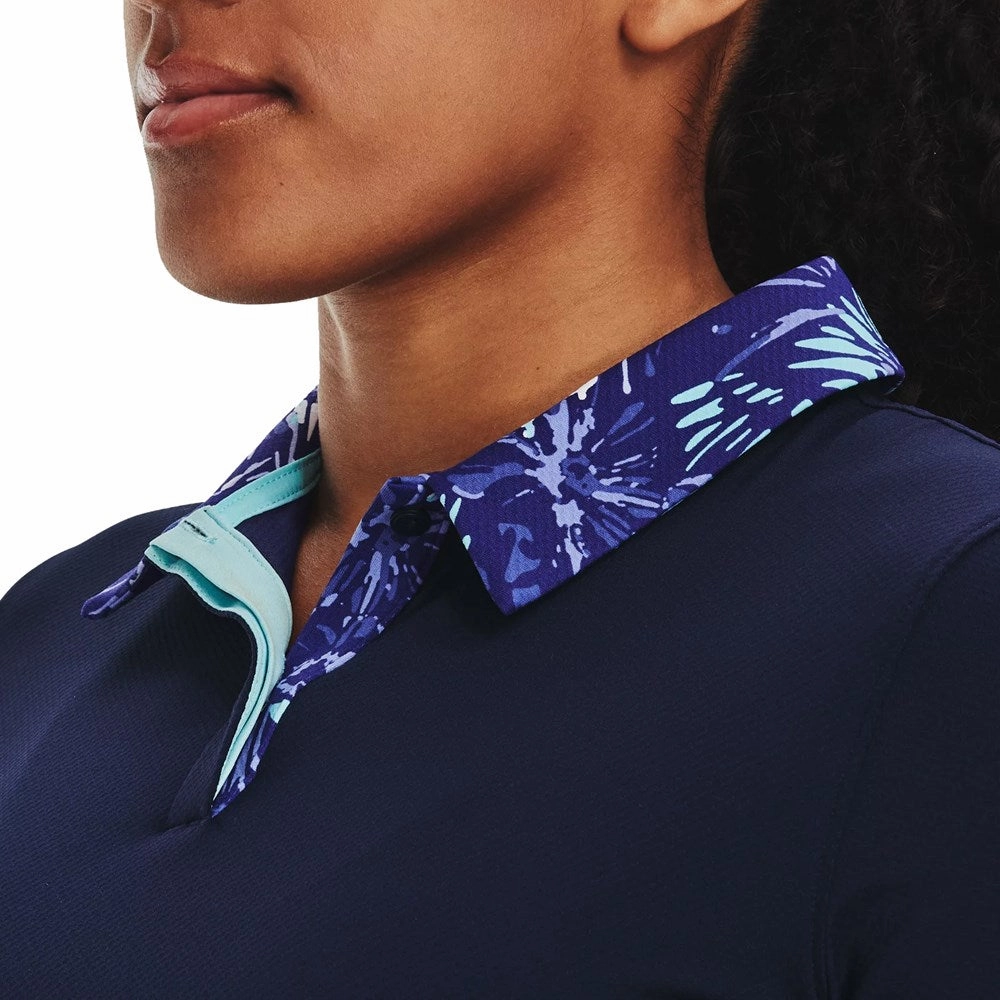 High-End Look Stylish Comfort Under Armour Women's Iso-Chill Golf Polo Shirt - Midnight Navy/Metallic Silver