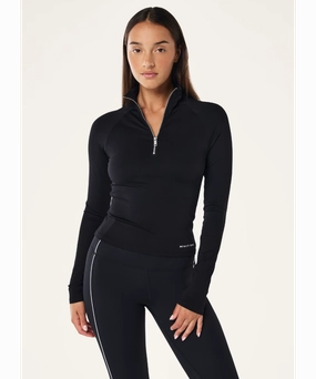QuickDrying Foldable Hem P.E Nation Routine Quarter Zip LS (Black)