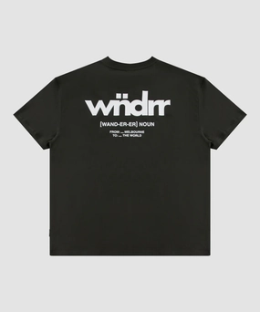 WNDRR The World Box Fit Tee (Ink) Flatlock stitching Organza Fit