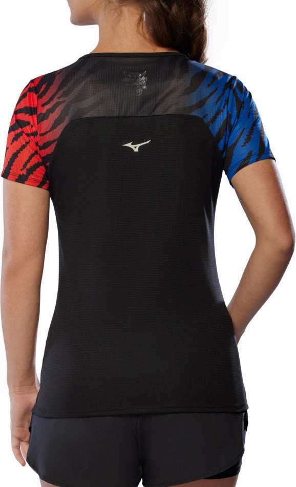 Mizuno DryAeroFlow Graphic Short Sleeve Womens Running Top - Black Stylish and Relaxed