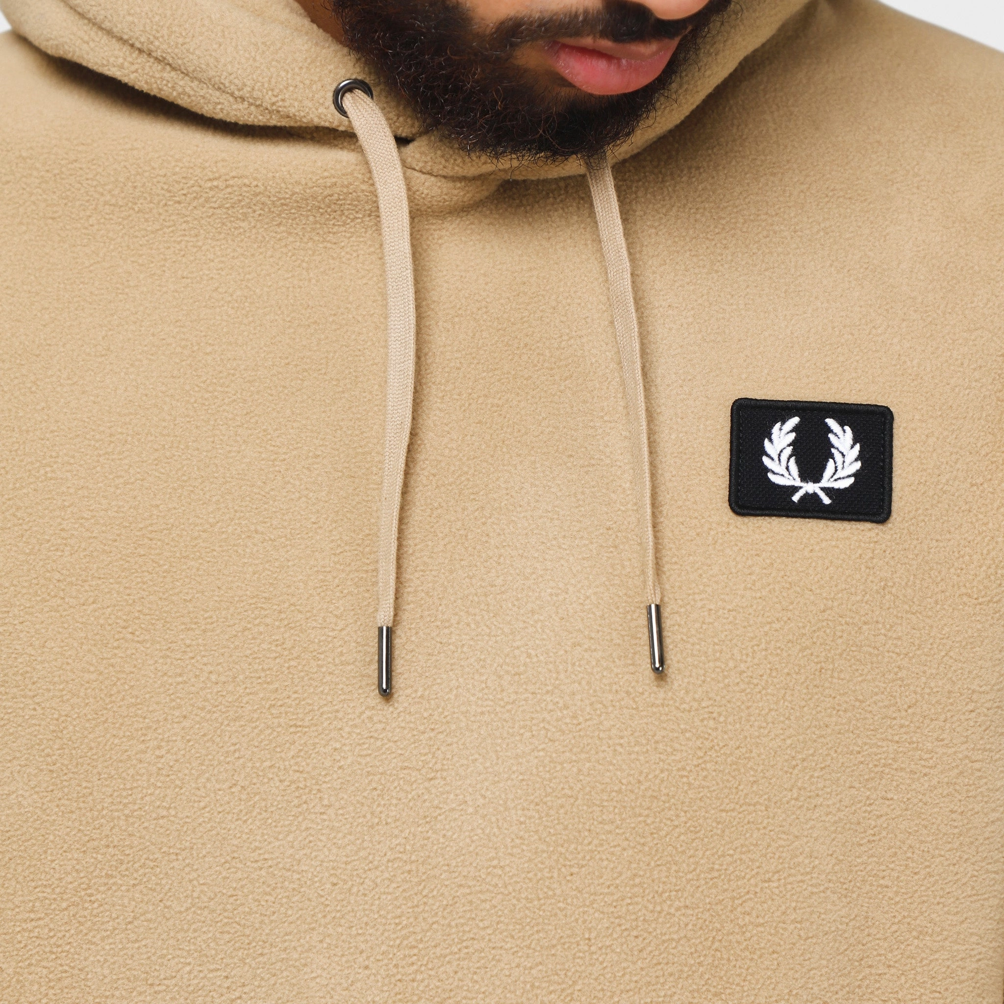 EasyClean Coating Fred Perry Badge Pullover Hoodie / Stone